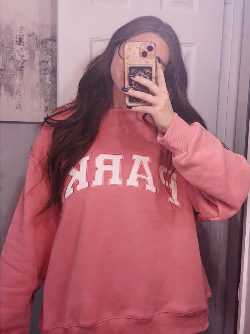 Coral Pink Logo Crew Sweatshirt - Relaxed Women's Pullover